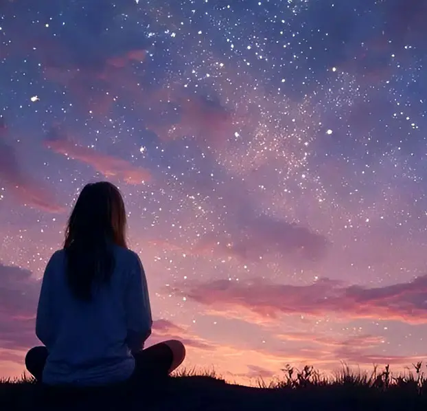 Woman gazing at the stars.
