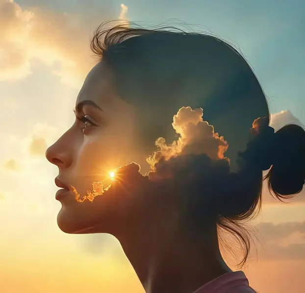 Abstract portrait of a woman representing dreams and intuition.